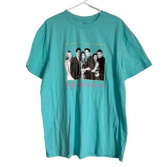 Culture Fly Tops - Culture Fly Aqua Blue Graphic Friends TV Show T-Shirt XL - See Measurements